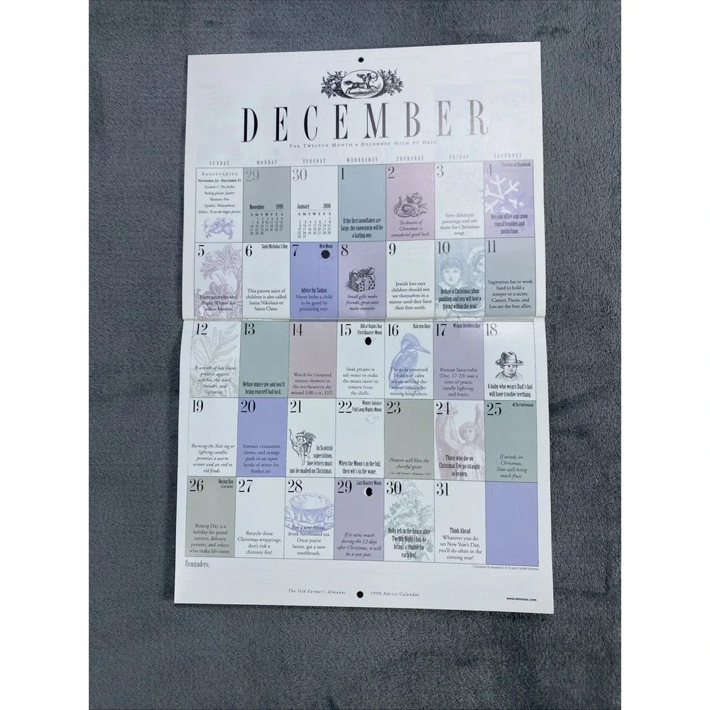 Vintage The Old Farmer's Almanac Calendar of Everyday Advice 1999 Rare Very Good